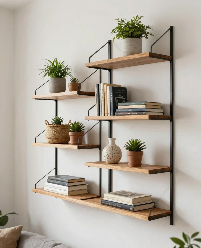 Transform Your Tiny Home: 10 Genius Small Space Decor Hacks You'll Love - 2. Wall-Mounted Shelves 1