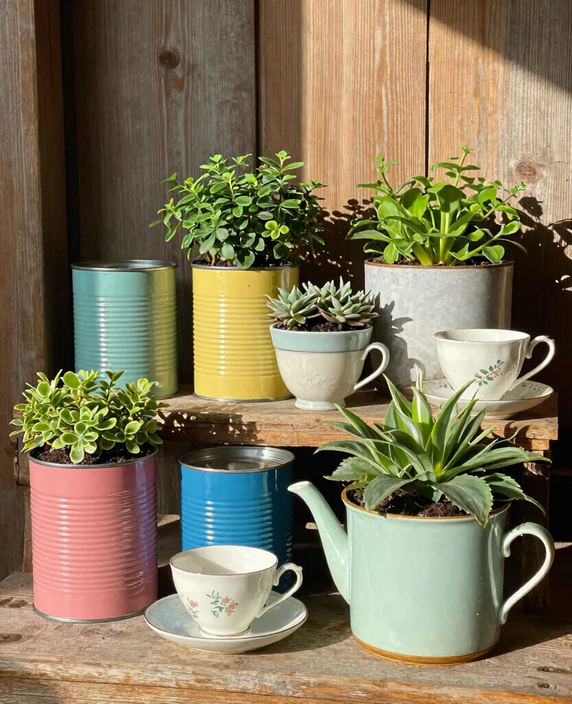 Transform Your Tiny Home: 10 Inspiring Small Space Garden Decor Ideas You’ll Love - 3. Repurposed Items: Eco-Friendly Decor 1