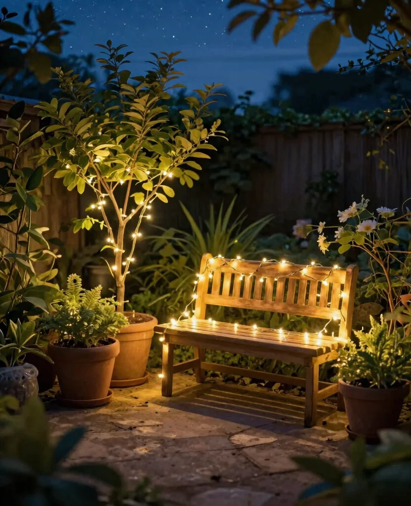 Transform Your Tiny Home: 10 Inspiring Small Space Garden Decor Ideas You’ll Love - 5. Fairy Lights: Magical Ambiance 1