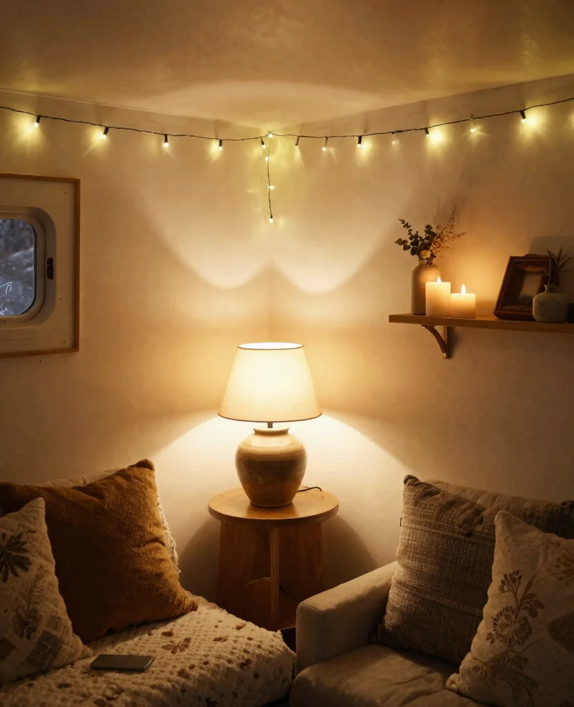 Transform Your Tiny Home: 10 Small Space Cozy Decor Ideas for Warmth & Style - 5. Embrace Warm Lighting 1