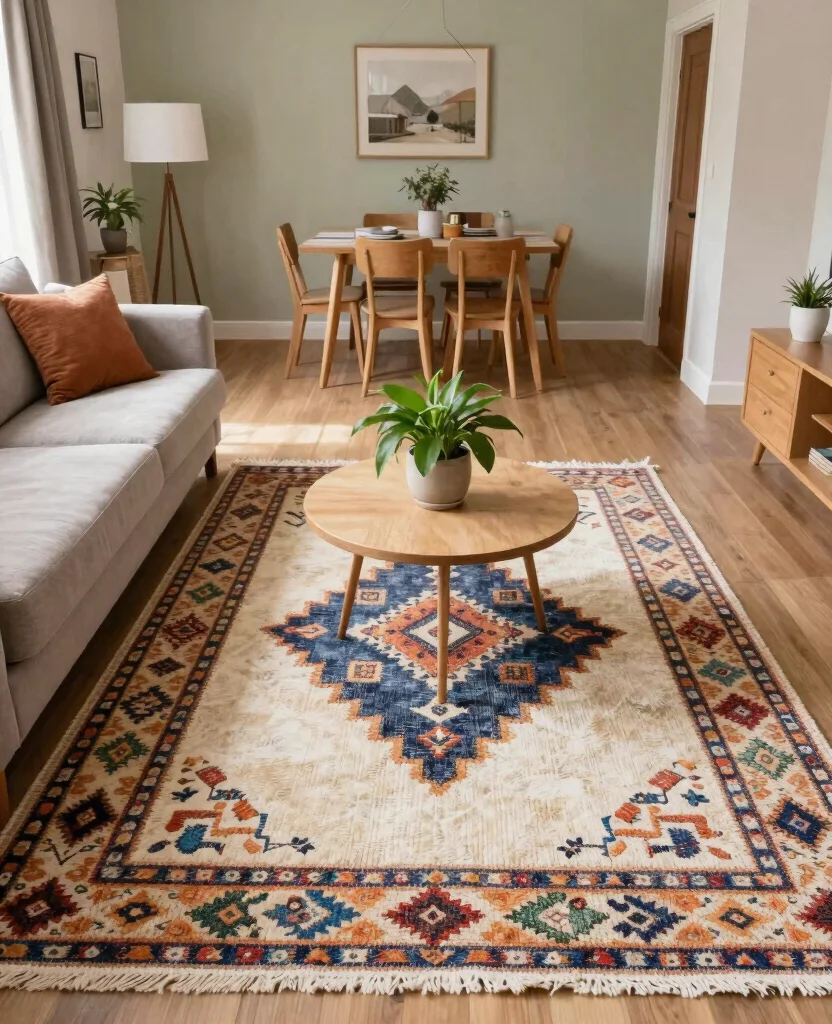 Transform Your Tiny Home: 10 Small Space Decor Ideas for Cozy Living - 2. Create Zones with Area Rugs 1