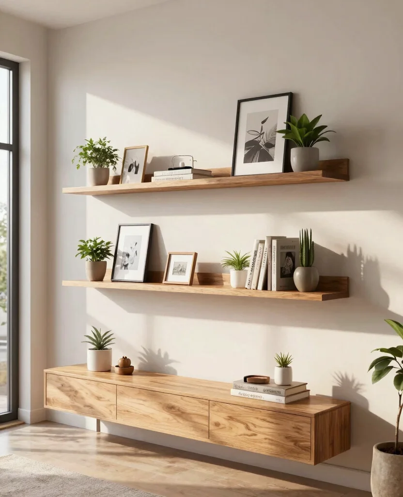 Transform Your Tiny Home: 15 Space-Saving Small Decor Ideas for Apartment Living - 1. Floating Shelves for Display and Storage 1
