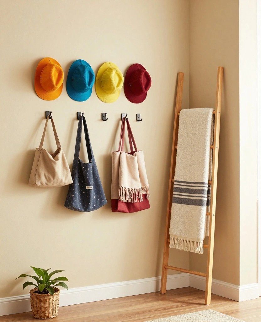 Transform Your Tiny Home: 15 Space-Saving Small Decor Ideas for Apartment Living - 12. Stylish Hooks and Racks 1
