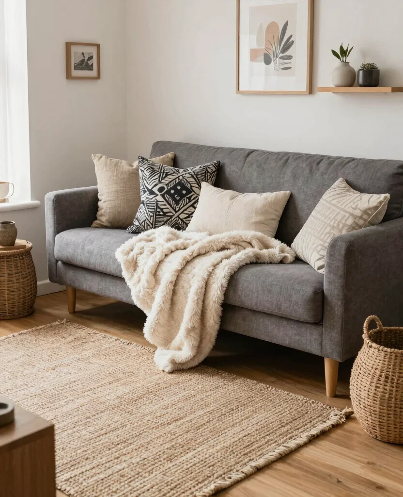 Transform Your Tiny Home: 15 Space-Saving Small Decor Ideas for Apartment Living - 8. Layered Textures for Comfort 1