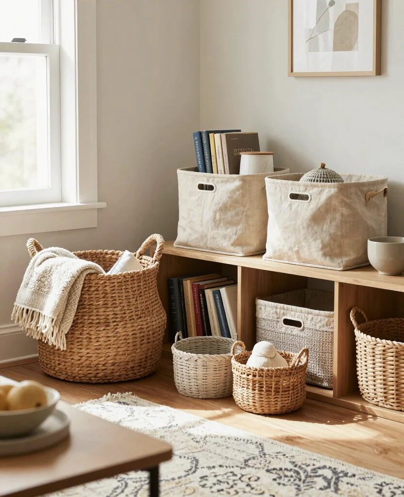 Transform Your Tiny Home: Genius Small Space Organization Ideas You’ll Love - 4. Creative Use of Baskets and Bins 1