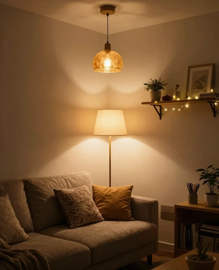 Transform Your Tiny Living Room: 10 Small Space Decor Ideas for Maximum Cozy Vibes - 8. Choose Statement Lighting 1