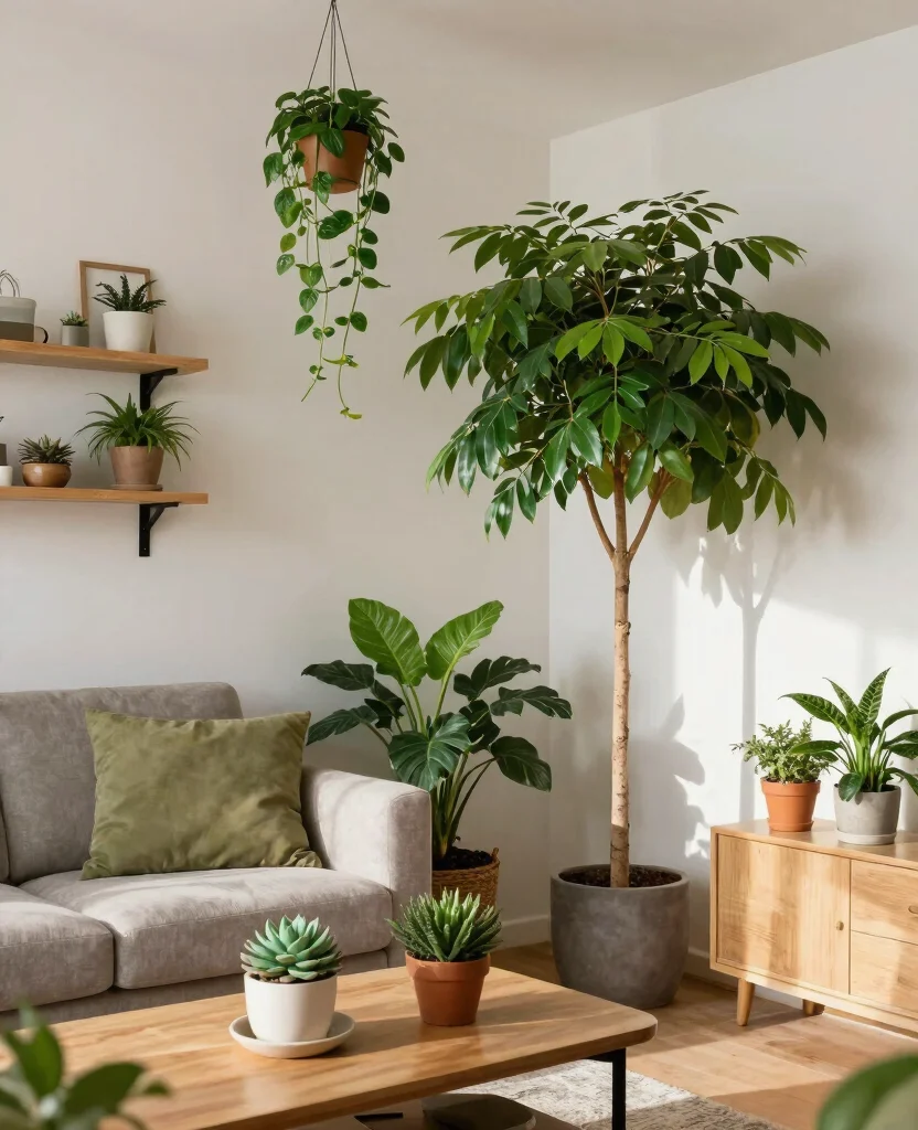Transform Your Tiny Living Room: Stylish Decor Ideas for Small Spaces - 10. Add Greenery for Freshness 1