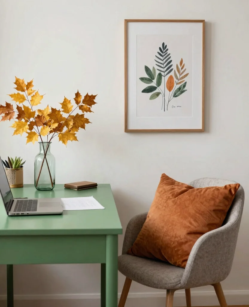 Transform Your Tiny Office: Stunning Green and Gold Decor Ideas for Small Spaces - 10. Seasonal Decor: Refresh Your Space 1