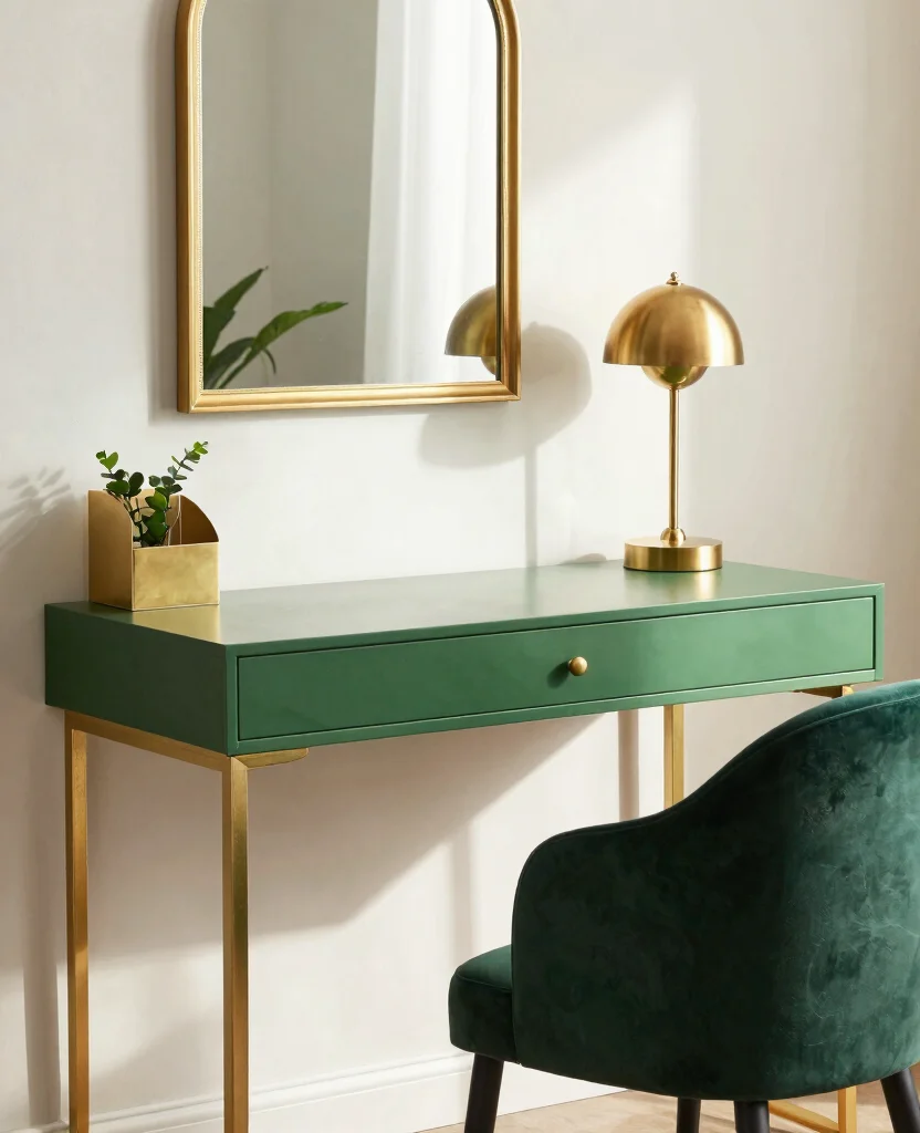 Transform Your Tiny Office: Stunning Green and Gold Decor Ideas for Small Spaces - 2. Elegant Gold Accents: Chic Furniture Choices 1