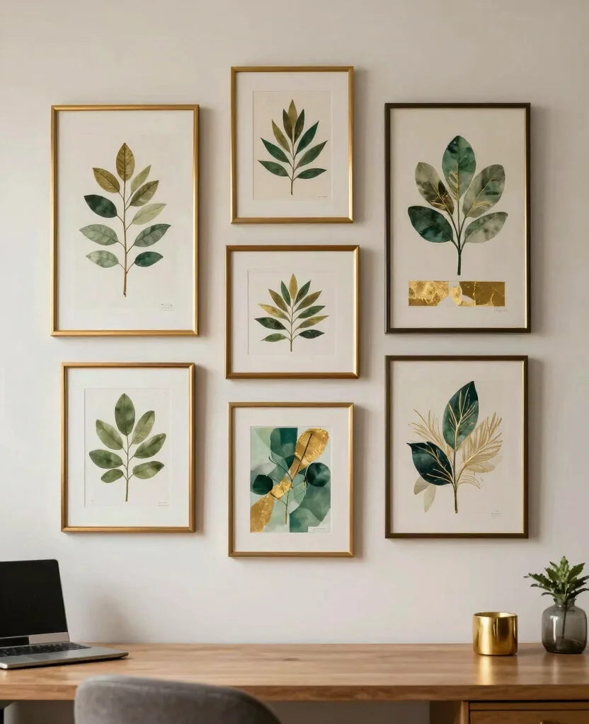 Transform Your Tiny Office: Stunning Green and Gold Decor Ideas for Small Spaces - 3. Eye-Catching Wall Art: Make a Statement 1