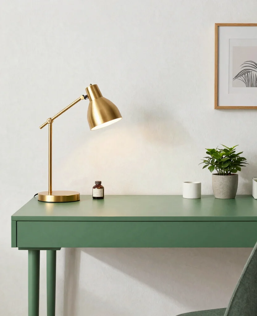 Transform Your Tiny Office: Stunning Green and Gold Decor Ideas for Small Spaces - 9. Minimalist Approach: Less is More 1