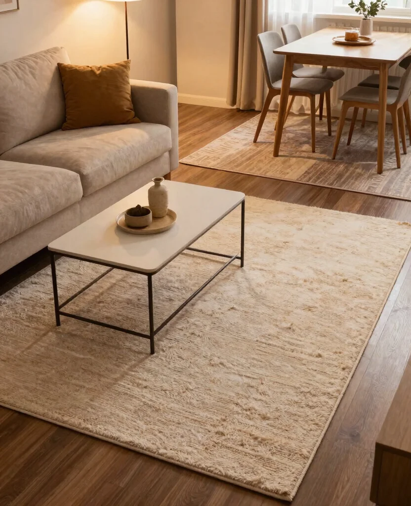 Transform Your Tiny Space with Cozy Room Decor Ideas for Small Spaces - 8. Create Separate Zones with Rugs 1