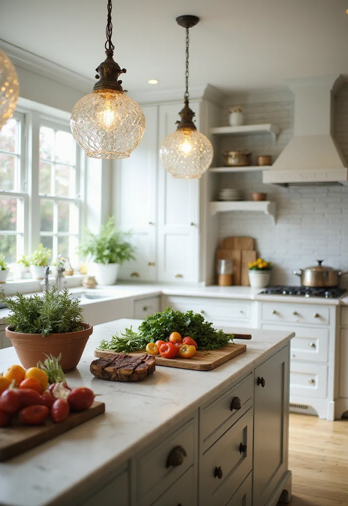 19 Kitchen Lighting Ideas That Will Illuminate Your Space (And Your Cooking Skills!) - 12. Glass Fixtures for a Bright Feel 1