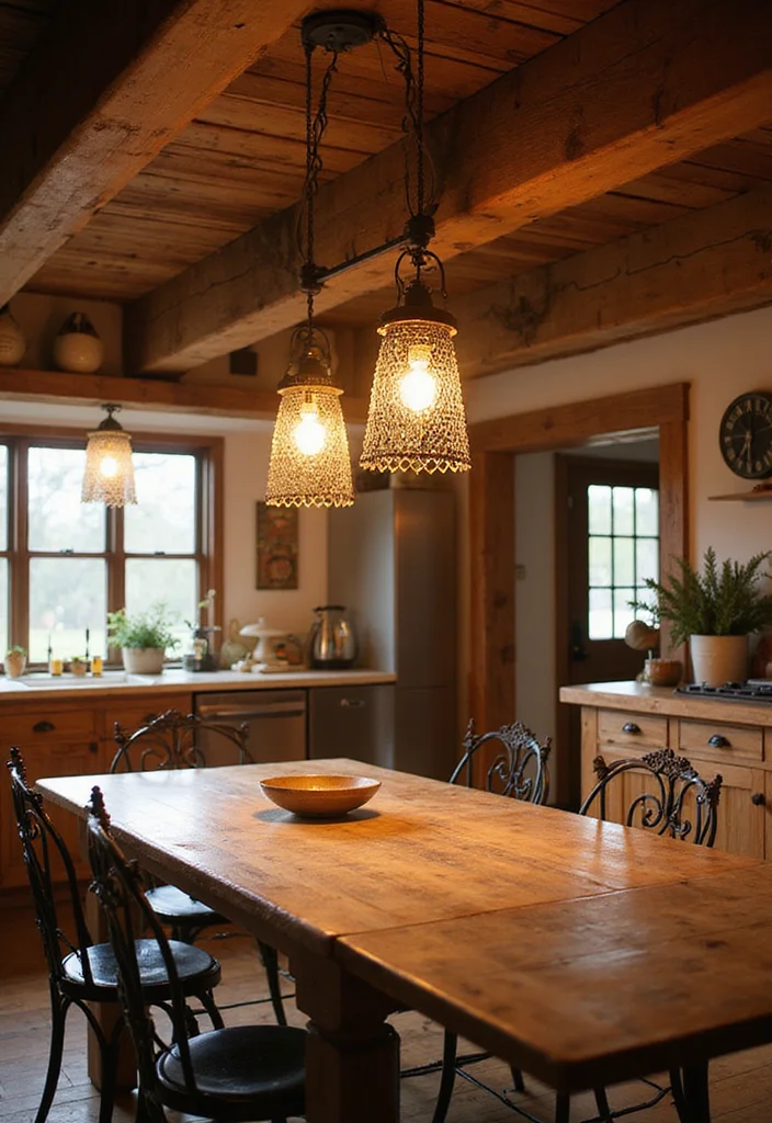 19 Kitchen Lighting Ideas That Will Illuminate Your Space (And Your Cooking Skills!) - 16. Rustic Fixtures for a Cozy Feel 1