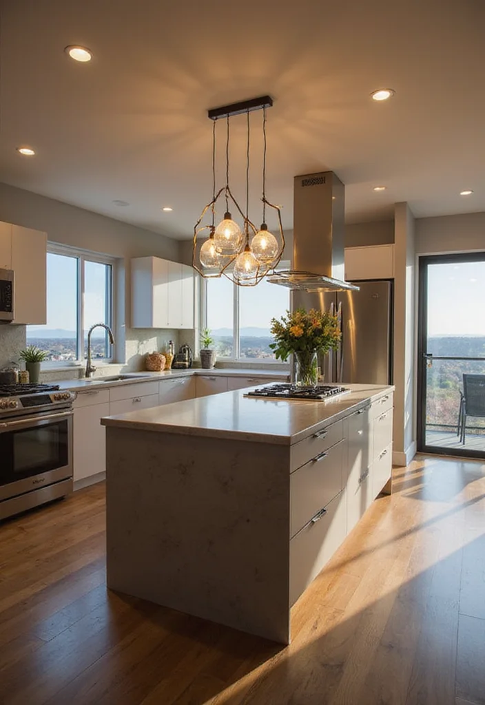 19 Kitchen Lighting Ideas That Will Illuminate Your Space (And Your Cooking Skills!) - 18. Unique Lighting Shapes for Artistic Flair 1