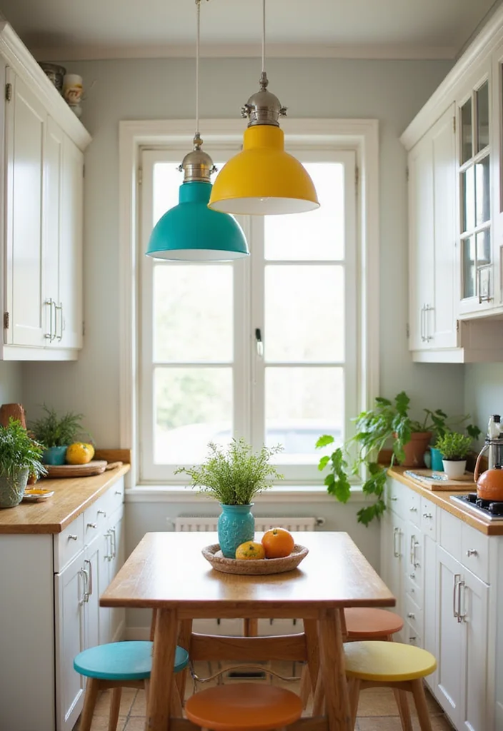 19 Kitchen Lighting Ideas That Will Illuminate Your Space (And Your Cooking Skills!) - 9. Colorful Lighting Fixtures to Brighten Up 1