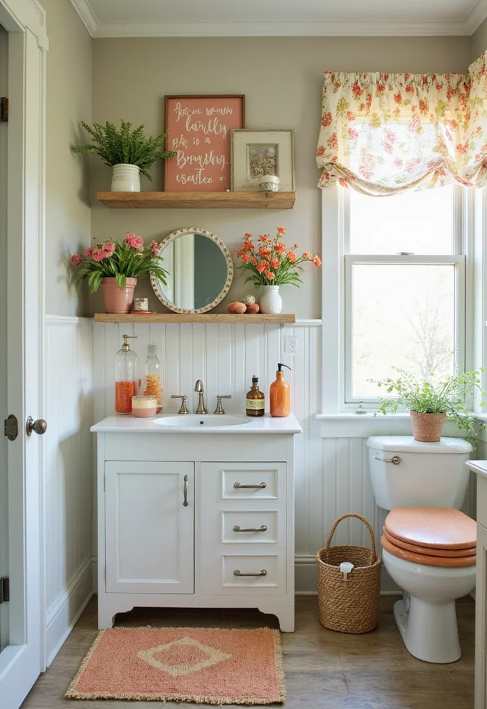 21 Colorful Small Bathroom Shelf Ideas That Bring Joy to Your Space (You’ll Adore #14!) - 15. Seasonal Splashes 1