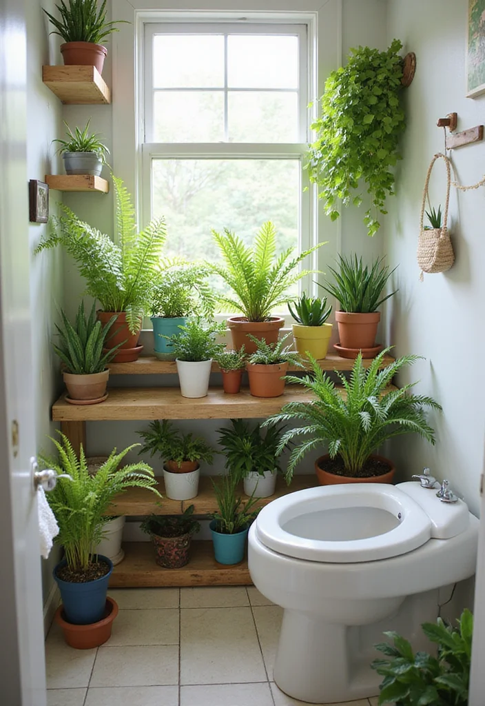 21 Colorful Small Bathroom Shelf Ideas That Bring Joy to Your Space (You’ll Adore #14!) - 18. DIY Container Garden 1