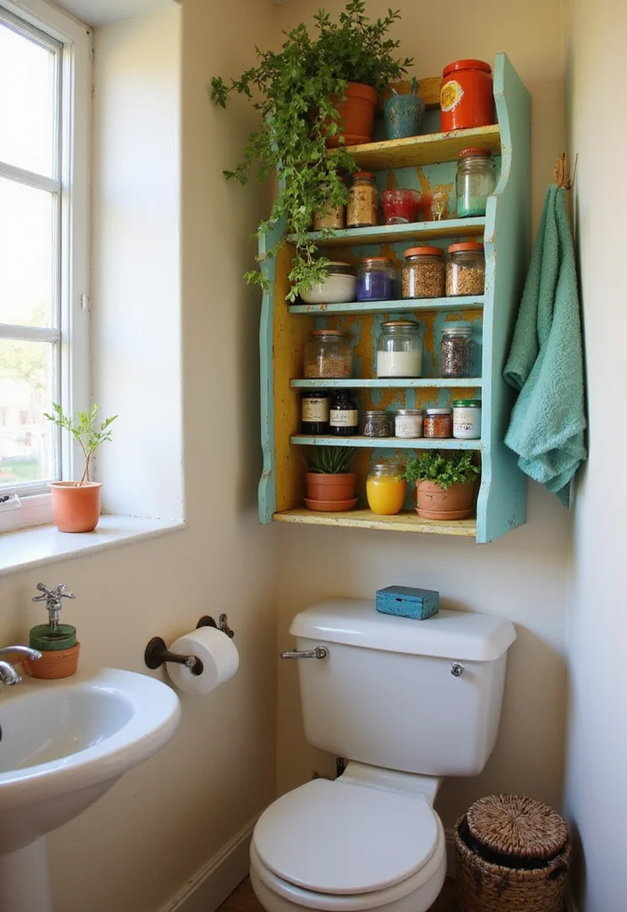 21 Colorful Small Bathroom Shelf Ideas That Bring Joy to Your Space (You’ll Adore #14!) - 19. Colorful Spice Rack 1