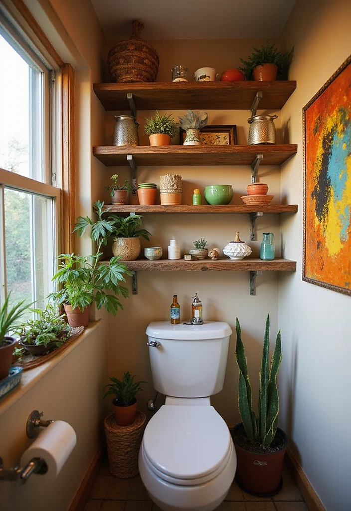 21 Colorful Small Bathroom Shelf Ideas That Bring Joy to Your Space (You’ll Adore #14!) - 20. Mix and Match Materials 1