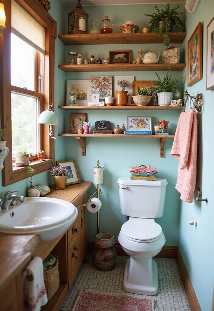 21 Colorful Small Bathroom Shelf Ideas That Bring Joy to Your Space (You’ll Adore #14!) - 21. Celebrating Personal Style 1