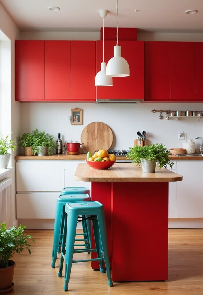 10 Colorful Small Kitchen Island Ideas That Will Brighten Your Space Instantly! - 1. Bold Red for a Dynamic Statement 1