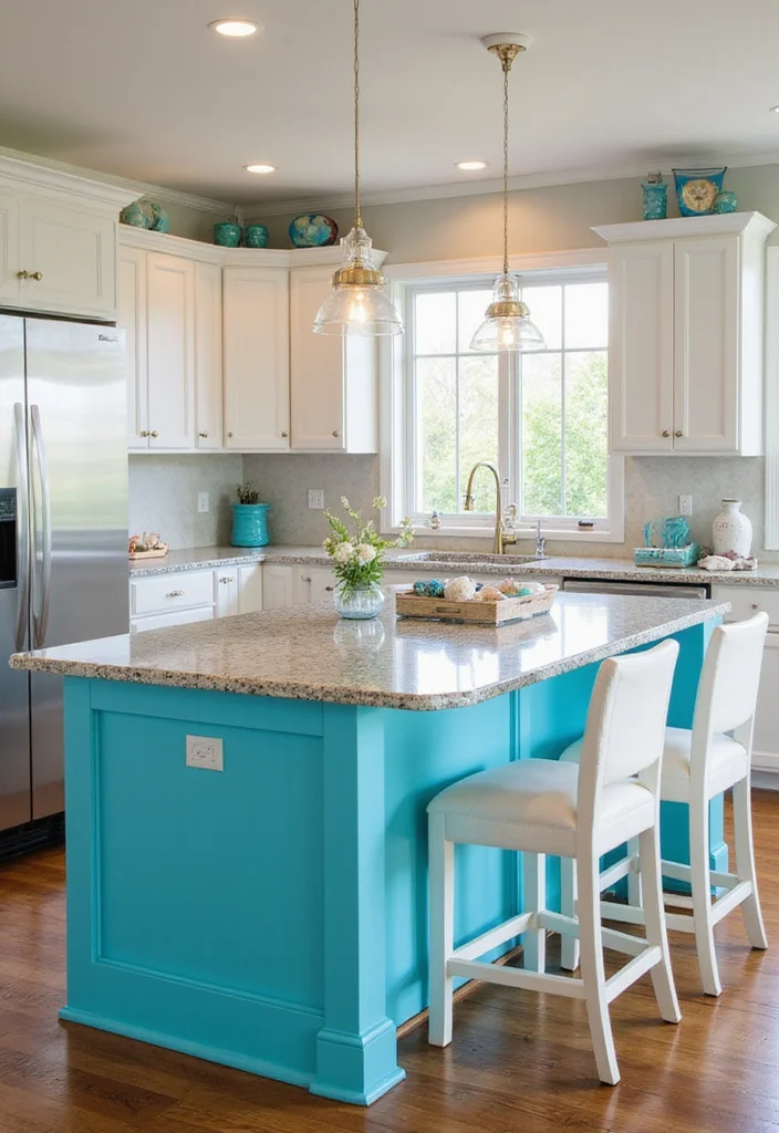 10 Colorful Small Kitchen Island Ideas That Will Brighten Your Space Instantly! - 3. Vibrant Turquoise for a Beachy Vibe 1