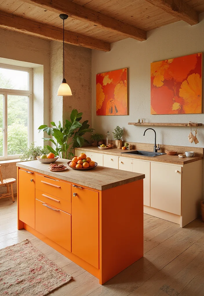 10 Colorful Small Kitchen Island Ideas That Will Brighten Your Space Instantly! - 6. Exotic Orange for a Bold Touch 1