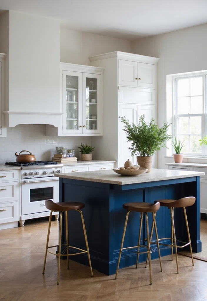 10 Colorful Small Kitchen Island Ideas That Will Brighten Your Space Instantly! - 7. Classy Navy Blue for Chic Sophistication 1