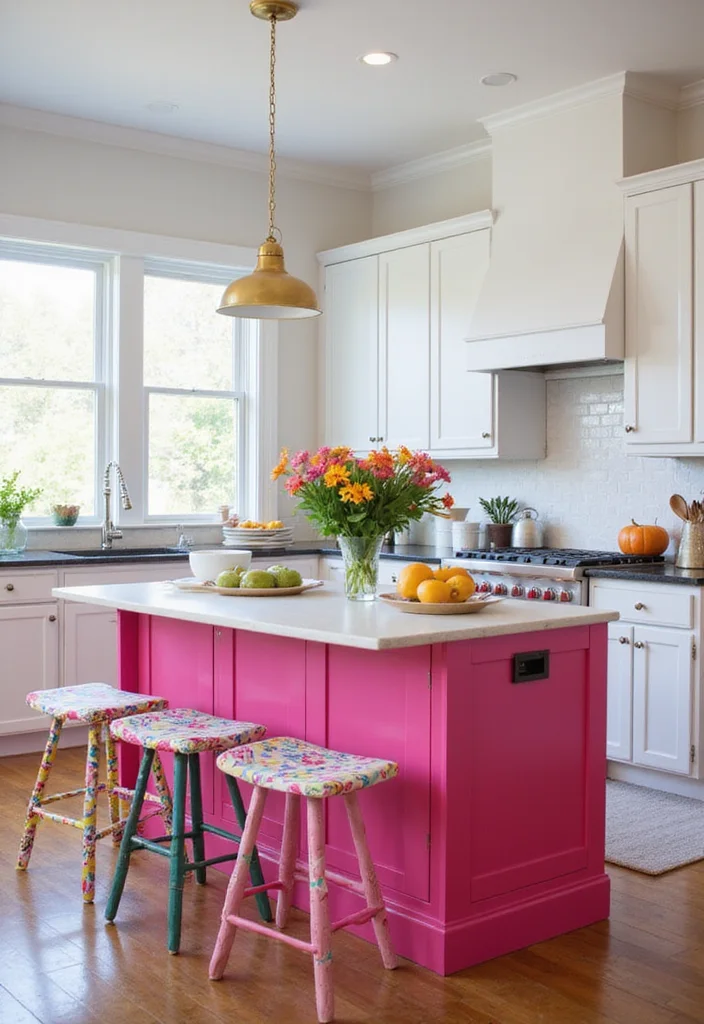10 Colorful Small Kitchen Island Ideas That Will Brighten Your Space Instantly! - 8. Vibrant Pink for a Playful Flair 1