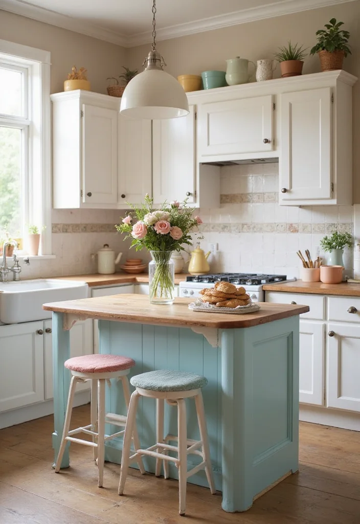 10 Colorful Small Kitchen Island Ideas That Will Brighten Your Space Instantly! - 9. Playful Pastels for a Soft Color Palette 1