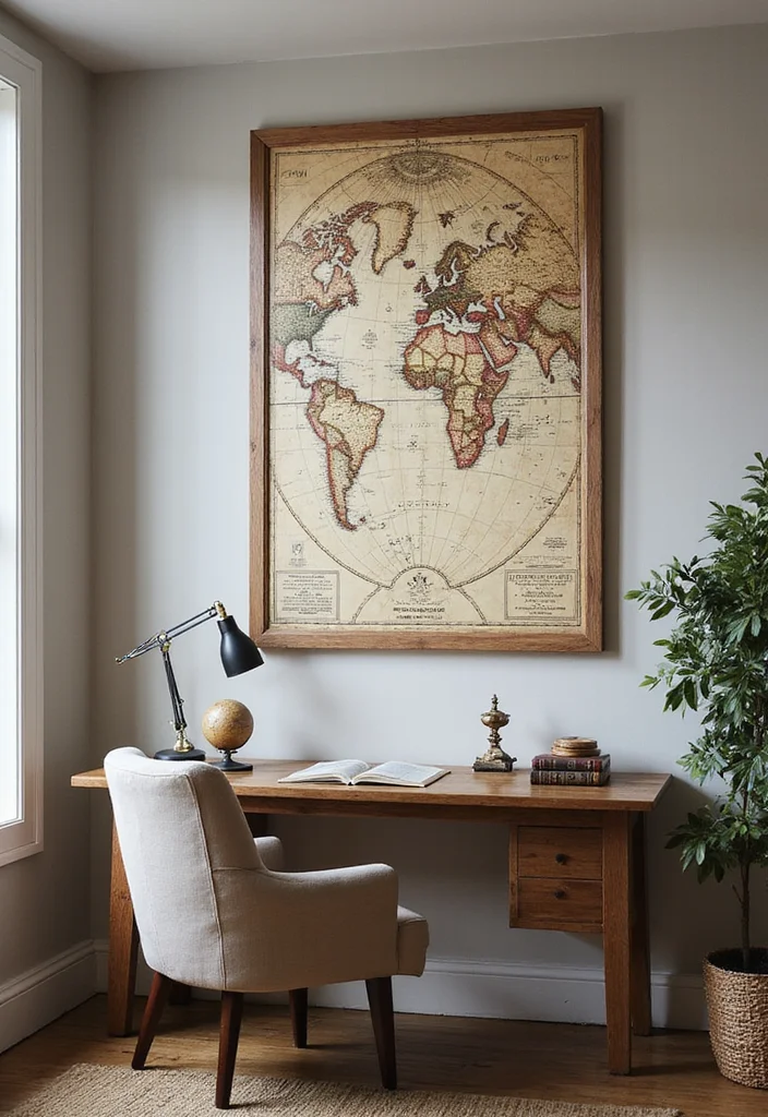 13 Framed Vintage Wall Art Ideas That Will Class Up Any Room (Warning: #6 Is Stunning!) - 4. Framed Vintage Maps 1