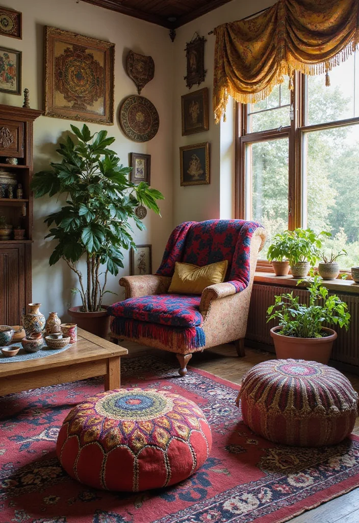 21 Stunning Boho Style Ideas to Elevate Your Living Room Decor! - 11. Global-Inspired Decor 1