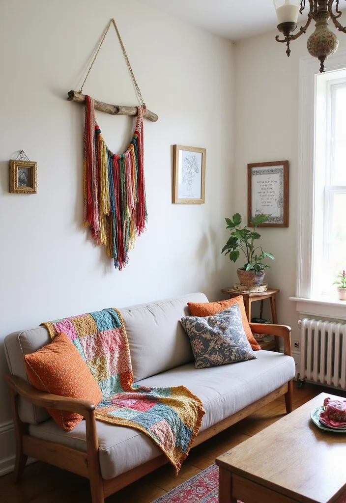 21 Stunning Boho Style Ideas to Elevate Your Living Room Decor! - 13. Personalized DIY Projects 1