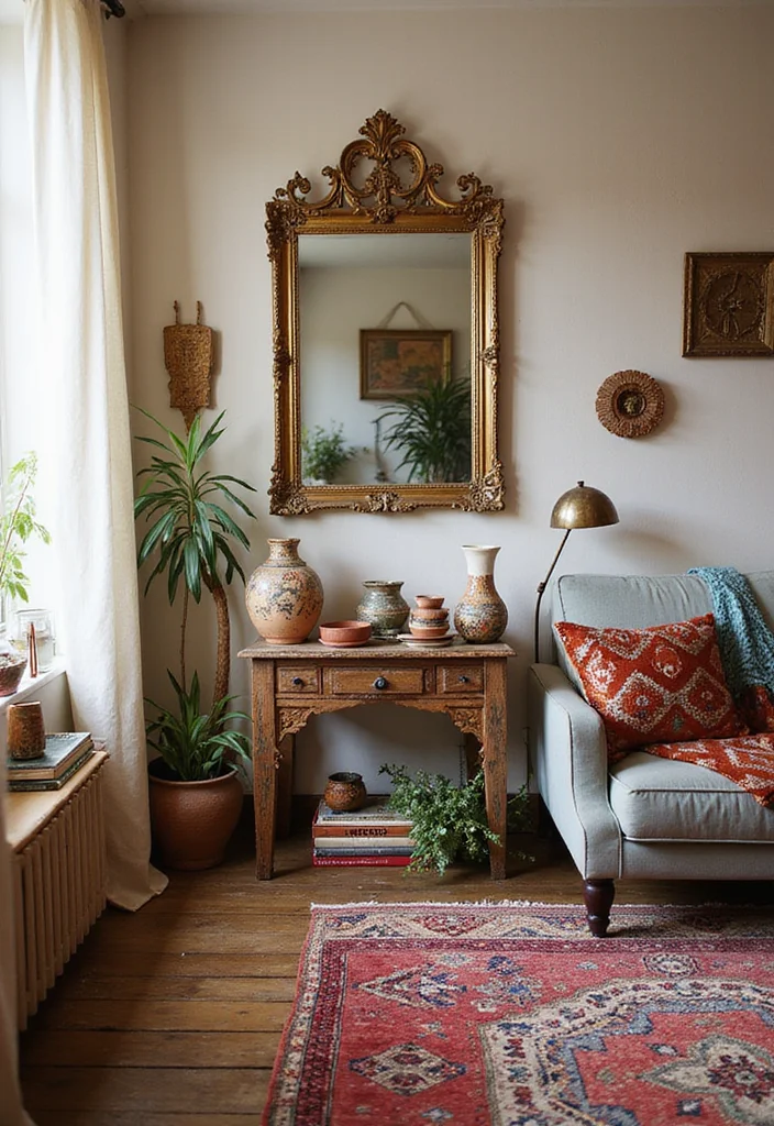 21 Stunning Boho Style Ideas to Elevate Your Living Room Decor! - 9. Vintage and Antique Accents 1