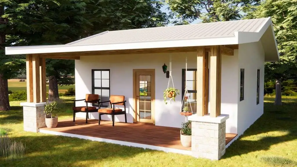 Super Affordable One-Story Small House Design with 2 Bedrooms