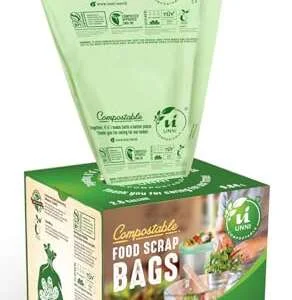 UNNI Compostable Liner Bags, 2.6 Gallon, 9.84 Liter, Extra Thick 0.71 Mil, 100 Count, Small Kitchen Food Scrap Waste Bags, ASTM D6400, US BPI, CMA and Europe OK compost HOME Certified