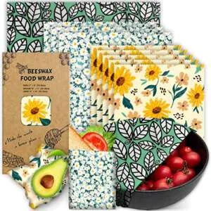 Beeswax Wrap, 9 Pack Beeswax Wraps for Food Storage, Organic, Sustainable, Beeswax Food Wraps, Zero Waste Reusable Food Wrap Beeswax Paper 1L, 3M, 5S Plants Pattern Sandwich Wrappers