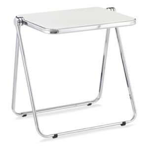 KAIHAOWIN Folding TV Tray Table Acrylic Foldable Table No Assembly Required Tiny Desk for Home Office Side Table Small Computer Desk for Small Spaces-White