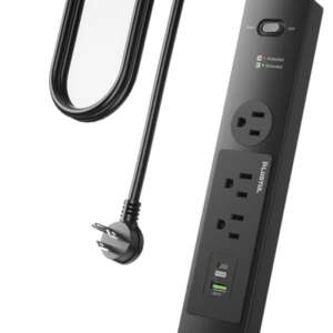 PLUGTUL Recessed Power Strip 6 FT, Flush Mount Power Strip, PD 20W Fast Charging, Flat Plug, 14 Gauge, 980J Surge Protector, Black Recessed Power Strip with USB C