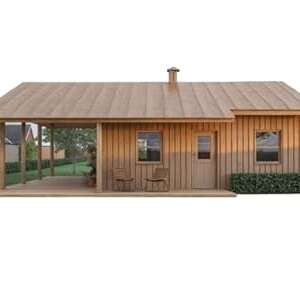 Generic 24x24 Tiny Home Cabin Building Plans - 2 Bedrooms, Living Room, Kitchen, Bath, Porch & Carport - Drawings