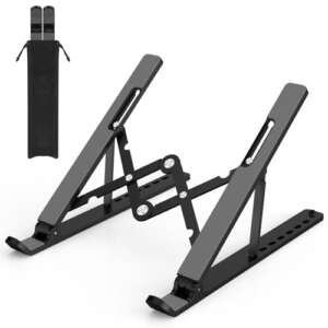 Gogoonike Adjustable Laptop Stand, Portable Laptop Riser for Desk, ABS+Silicone Laptop Holder, Foldable Ventilated Cooling Notebook Stand for 10-15.6” Laptops,Tablets