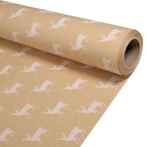 haipicho Christmas Wrapping Paper Roll, Fully Recycled Kraft Paper 43cm x 15m (White Elk)