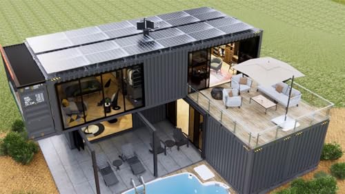 Double Story 20/40 FT Portable prefabricated Tiny Home, Shipping Container Tiny Home, Portable Mobile Home, prefab Container House, Steel Container Home Brown Color Modern prefab Home