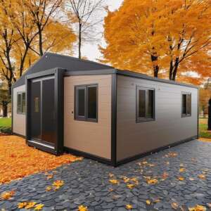 Movable Prefab Tiny Home for Sale, 20ft Portable Container House with 2 Bedrooms, 1 Full Equipped Kitchen and Bathroom, Modular Tiny Home to Live in for Adults