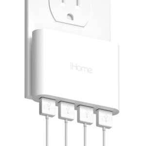 iHome Slim USB Wall Charger: AC Pro Multiport USB Charger, USB Plug Adapter & Phone Charging Block, 4 USB Plugs for Wall Outlet, Flat 4 Port USB Charger & USB Wall Adapter