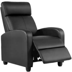 FDW Recliner Chair for Living Room Home Theater Seating Single Reclining Sofa Lounge with Padded Seat Backrest (Black)