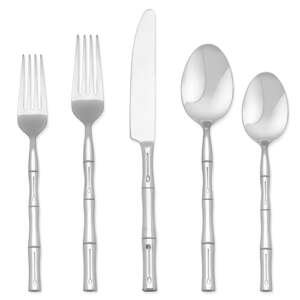 Hampton Forge 20 Piece Bamboo Flatware Set, Silver