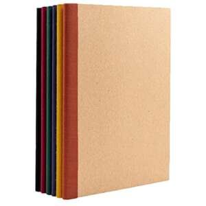 PAPERAGE 6-Pack Composition Notebook Journals, 120 Pages, Kraft Cover with Jewel Tone Spines, College Ruled Lined Paper, Small Size (8 in x 5.75 in) – For Home, Office or School Supplies