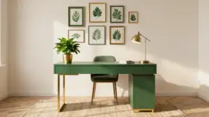 Transform Your Tiny Office: Stunning Green and Gold Decor Ideas for Small Spaces